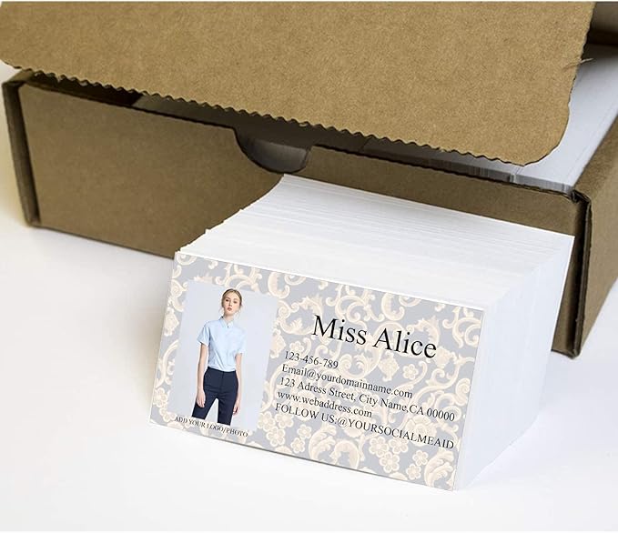 Customized Name Cards 500 PCS, Customized Design with Picture Texture All Business Designs cards No Additional Charge (Color-H)