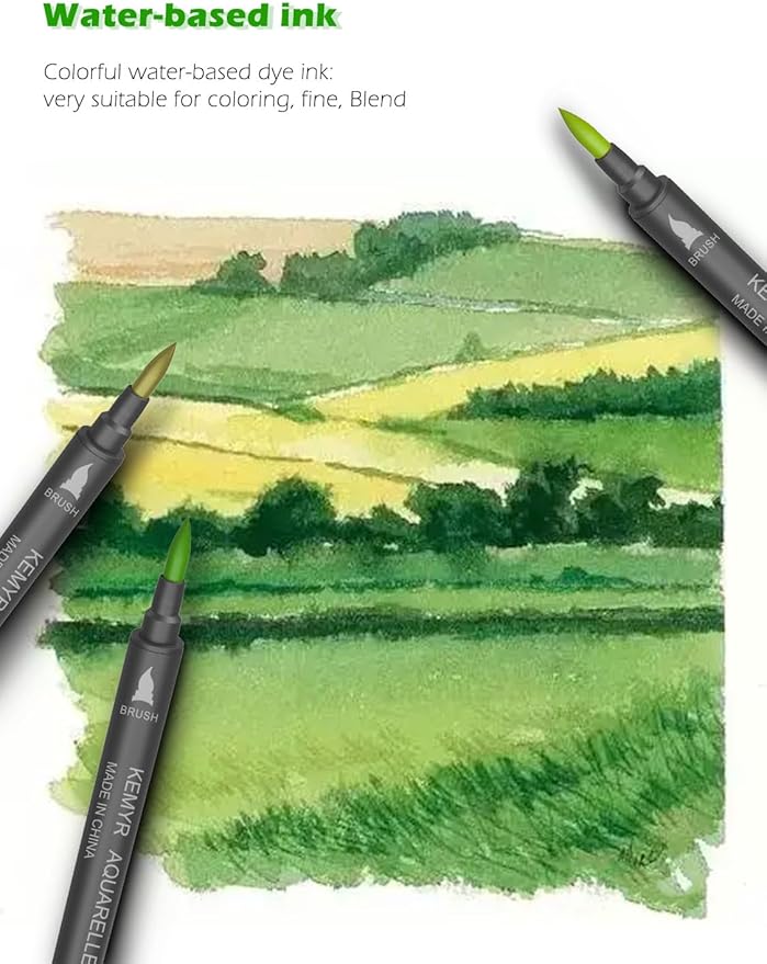 KEMYR Markers for Adult Coloring Books: 120 Color Dual Tip Fine & Brush Pens Water-Based Coloring Marker for Adults Drawing Sketching Bullet Journal Writing Lettering No bleeding
