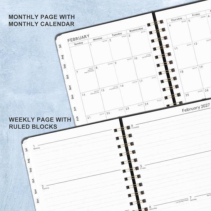 Planner 2026-2027 - Weekly & Monthly Academic Planner 2026-2027 with 12 Monthly Tabs, July 2026 - June 2027, 6.3" x 8.4", Flexible Hardcover, Thick Paper, Inner Pocket - Gray