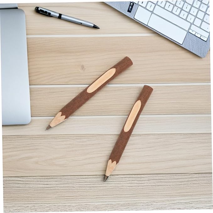 SEWACC Natural Wood Ballpoint Pens 13cm Set of 10 Biodegradable Tree Bark Writing Pens for Office and School Use