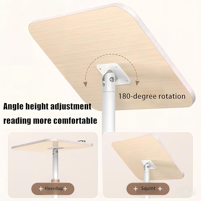 Adjustable Standing Book Stand,Book Reading Stands,Wood Music Sheet，Podium& Bible& Cookbooks Display Stands.Goodbye to Head Down Fatigue Adjustable Viewing Angle (White, 51in)