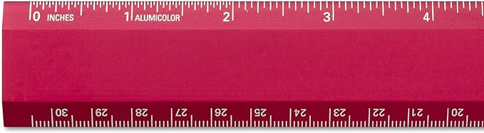 Alumicolor Aluminum Desk Ruler, 12IN, Red