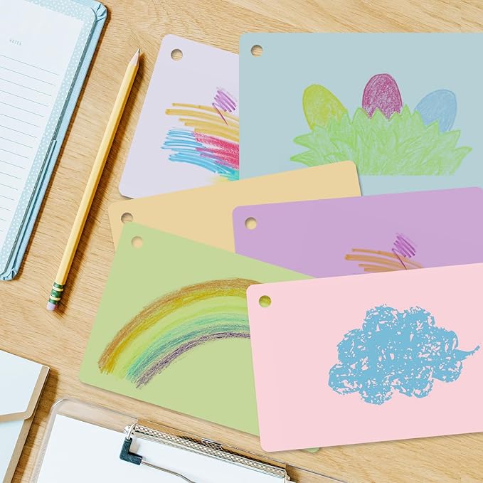 zmybcpack 6 Pack Blank Index Cards 4 x 6 Inches, 360 PCS Colored Blank Index Flashcards Blank Flash Cards with Rings, Note Cards Punched for Study, Office and Home