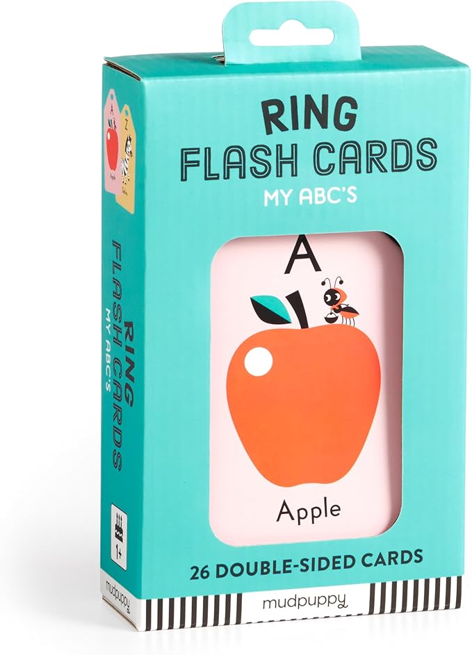 Mudpuppy My ABC's — Ring Flashcards 26 Durable Double Sided Alphabet Cards And Reclosable Ring With Colorful Art For Kids Ages 1+ Perfect For Preschool Or Travel For Teachers And Parents