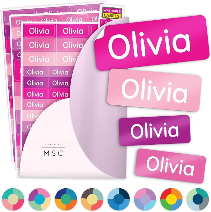 Personalized Daycare Name Washable Labels for Kids, (140 Pack) Waterproof Custom Name Stickers for Clothing Tags, Lunch Boxes and School Supplies, Made in USA by MSC -Princess