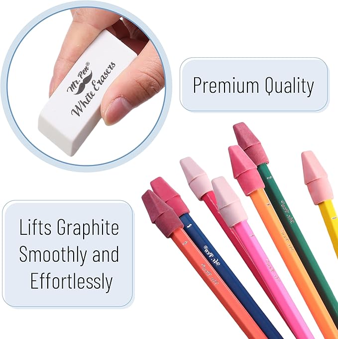 Mr. Pen- School Eraser Combination Set, 66 Pack, Pink Shades, Latex Free Erasers for School, Office, Art Sketching, Homework, Exams, Clean Smudge-Free Correction