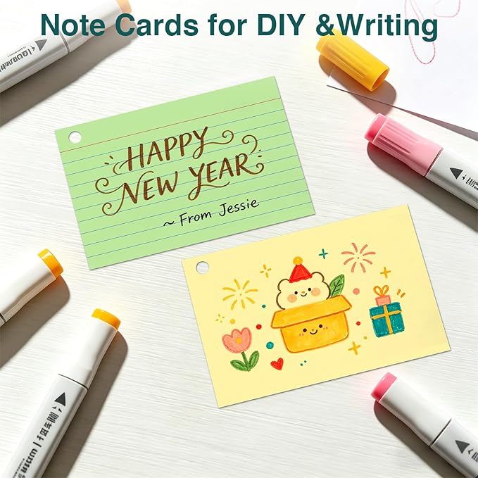Index Cards 4x6 with Ring, 160 Sheets, Ruled Colored Flash Cards for Effective Studying and Note-Taking,Note Cards, Essential School Supplies for College & Office, Home Organization & Study Supplies