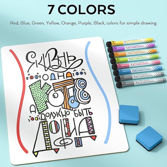Nicpro Small Dry Erase Lapboard, 2 Pack Small White Board 12''x 16'' Mini White Board Double Sided with 8 Water-Based Pen, Portable Whiteboards for Kids Students Teachers Classroom Homeschool Supplies