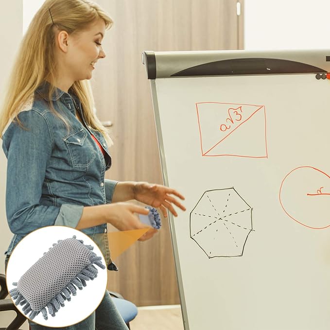 Zonon 4 Pieces Dry Erase Eraser Microfiber Shag Washable Whiteboard Eraser for Markers, Chalk, Home and Office (Gray)