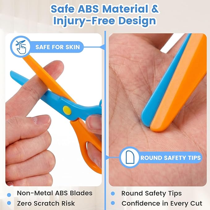 LovesTown Toddler Scissors, 4PCS Blunt Tip Adaptive Safety Scissor Stocking Stuffer for Kids & Children, Playdough Tools Cutting Skills Preschool Hand-Eye Coordination Activity, DIY Craft Supplies