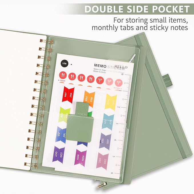 EMSHOI Undated Planner, Weekly and Monthly Calendar, 53 Weeks and 12 Months, A5 (6.38" x 8.35"), 100GSM Thick Paper, PVC Cover, Monthly Tabs, Note Pages, Start Anytime