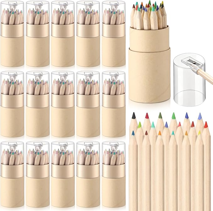 AmazingSpark 432 Pieces 18 Color Mini Drawing Colored Pencils Bulk with Sharpener Portable Color Pencils Set 3.35 Inch in Tube Drawing Pencil for Coloring Sketching Painting Supplies