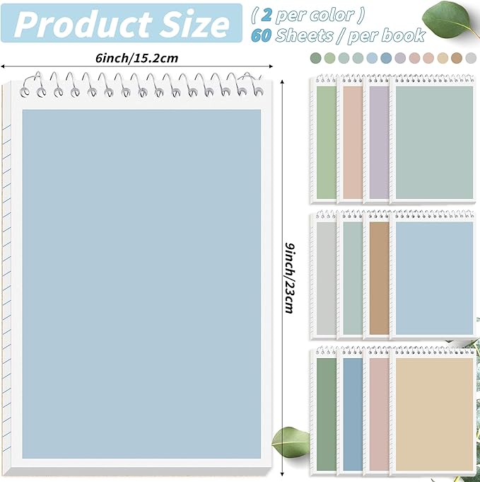 24 Pack Steno Pads 6 x 9 in Spiral Top Notebook Bulk 12 Retro Color Note Pad 60 Sheets Gregg Rule Writing Paper Steno Notebooks for Students Teachers Men Women Professionals Office School Recording