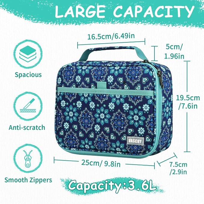 VASCHY Large Pencil Case Bag, Art Supply Marker Organizer Big Pen Pouch with 3 Detachable Layers Slots Multiple Zipper Pockets for Kids Adults School Office Blue Snowflake