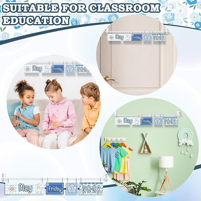 TecUnite Silly Goose Calendar Bulletin Board Set 2026-2029 Blue Silly Goose Flip Calendar for Classroom Decor with Adjustable Holder 54 Date Cards for Preschool Elementary Back to School Supplies