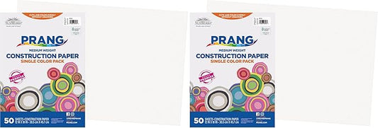 Prang (Formerly SunWorks) Construction Paper, White, 12" x 18", 50 Sheets (Pack of 2)