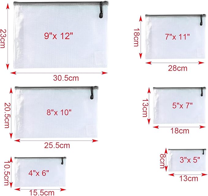 Oaimyy-16PCS-Mesh Zipper Pouch, Plastic Zip File Folders Puzzle Bags for Organizing,Office Supplies,Travel,Home Storage-Black (Black, 5"x 7")