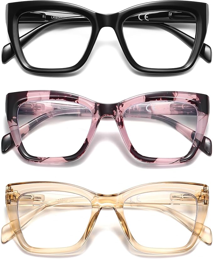 LKEYE Oversized Reading Glasses Women Men Oprah Style Blue Light Blocking Computer Square Reader Spring Hinge Eyewear LK6085