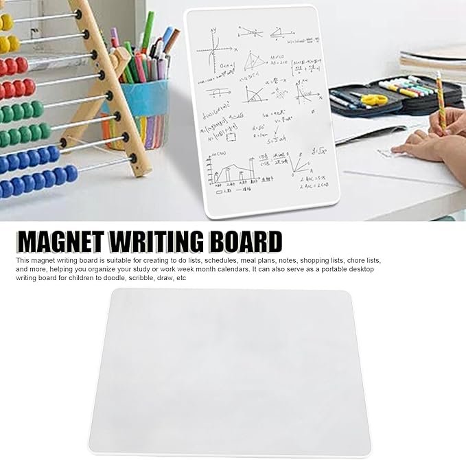 LICAEVEY Magnetic Dry Erase Board A4, Inkless Reusable Writing Board with 0.8mm Pen, Portable Desktop Whiteboard for Kids Drawing Note Taking Office