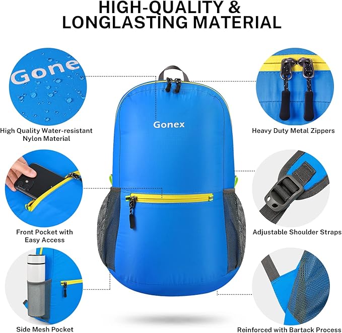 Gonex Ultra Lightweight Packable Backpack Daypack Handy Foldable Camping Outdoor Travel Cycling Backpacking