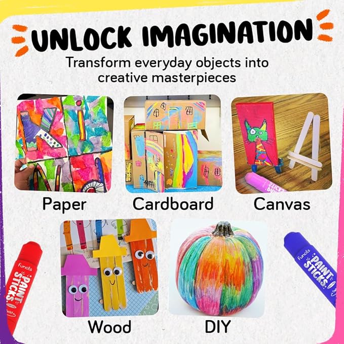 36 Washable Tempera Paint Sticks for Kids with Coloring Book | Non-Toxic Markers for Toddlers 1-3 | Works on Paper, Canvas, Wood, Cardboard - Craft, Art Supplies for Kids 3-5, Painting Crayons