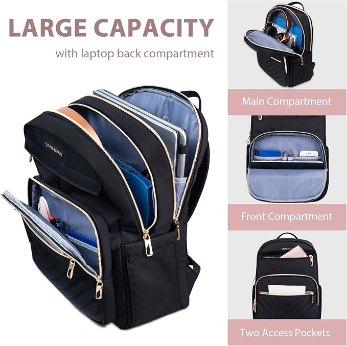 VANKEAN 17.3 Inch Laptop Backpack for Women Large Capacity | Waterproof Backpacks Stylish Travel Bags Casual Daypacks for College, Business