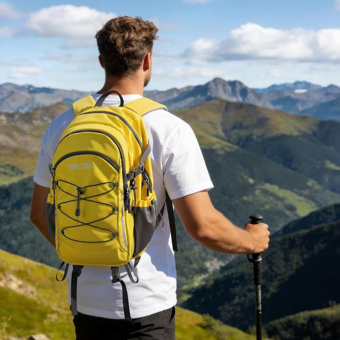 RealCool 20L Lightweight Hiking Backpack, Waterproof Daypack for Camping | 210D tear-resistant nylon, breathable shoulder and back panel, Multi-Compartment,hydration system,reflective strip,bungee net