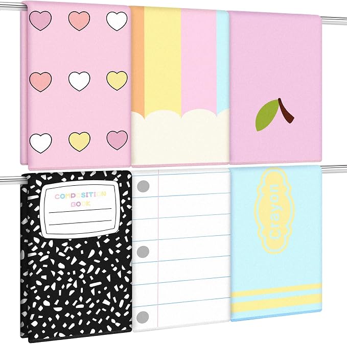 Frienda 6 Pcs Back to School Teacher Gift Kitchen Dish Towels 16x24'' First Day of School Classroom Decor Crayon Pencil Composition Notebook Decorative Hand Towel for Classroom Party Favor (Pastel)