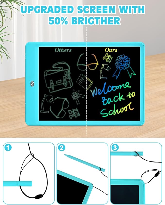 Gifts for Girls Boys Toys, 2 Pack LCD Writing Tablet 10 Inch, Drawing Pad for Kids, Toddler Travel Essentials, No Mess Coloring Books for Toddlers 1-3, Birthday Stocking Stuffers Kids