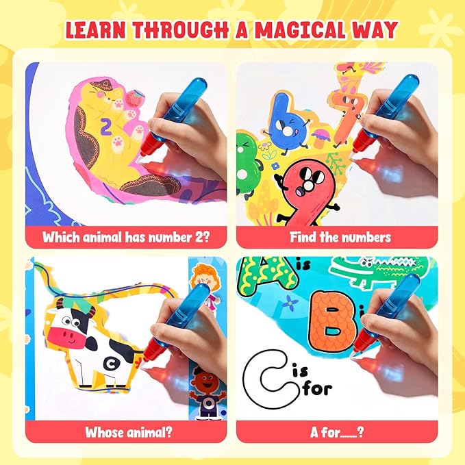 JoyCat 2 Packs Reusable Water Coloring Book for Toddlers 3-5, 28 Pages Alphabet & Number Tracing Magic Water Drawing Book, Mess-Free Preschool Learning Toys, Educational Gift for Boys Girls