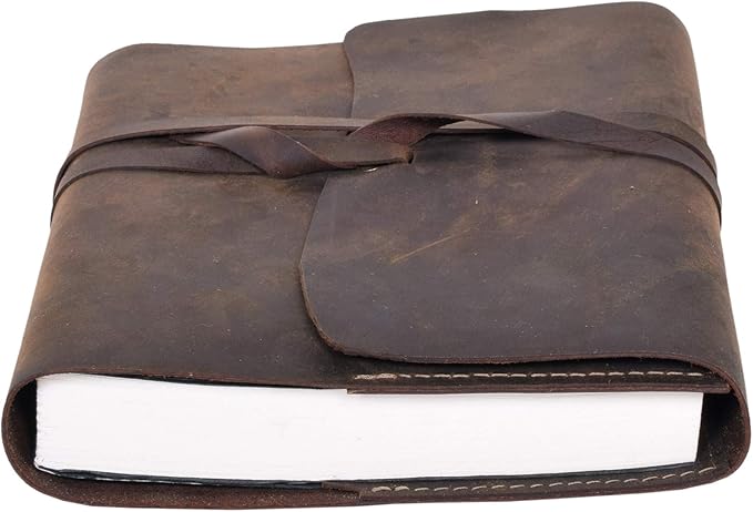 Rustic Vintage Leather Journal Writing Notebook Antique Handmade Leather Bound Daily Notepad for Men & Women Unlined Paper Perfect for Gift for Art Sketch Book Travel Diary & Notebooks to Write in (8 x 6 Inches)