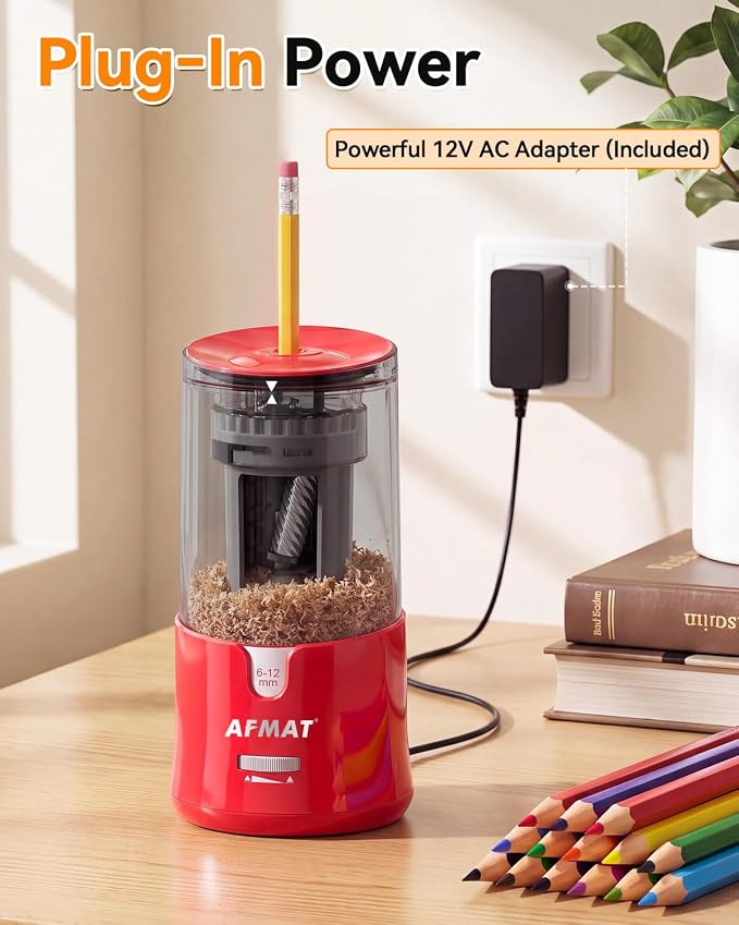 AFMAT Electric Pencil Sharpener, Plug-in Pencil Sharpener for 6-12mm Pencil