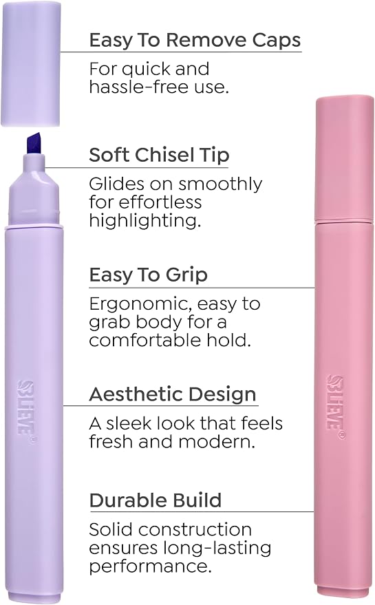 BLIEVE Bible Highlighters No Bleed Through, Chisel Tip, 5 Pack | No Smear, Quick-Dry, Aesthetic Cute Pastel Colors For Bible & Journaling (Morandi Edition)