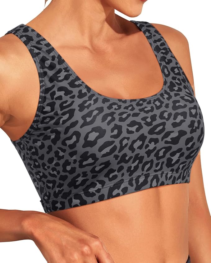 Tempt Me Women Sports Bra Bikini Top Push Up Scoop Neck Bathing Suits Top Padded Swim Crop Tops Only
