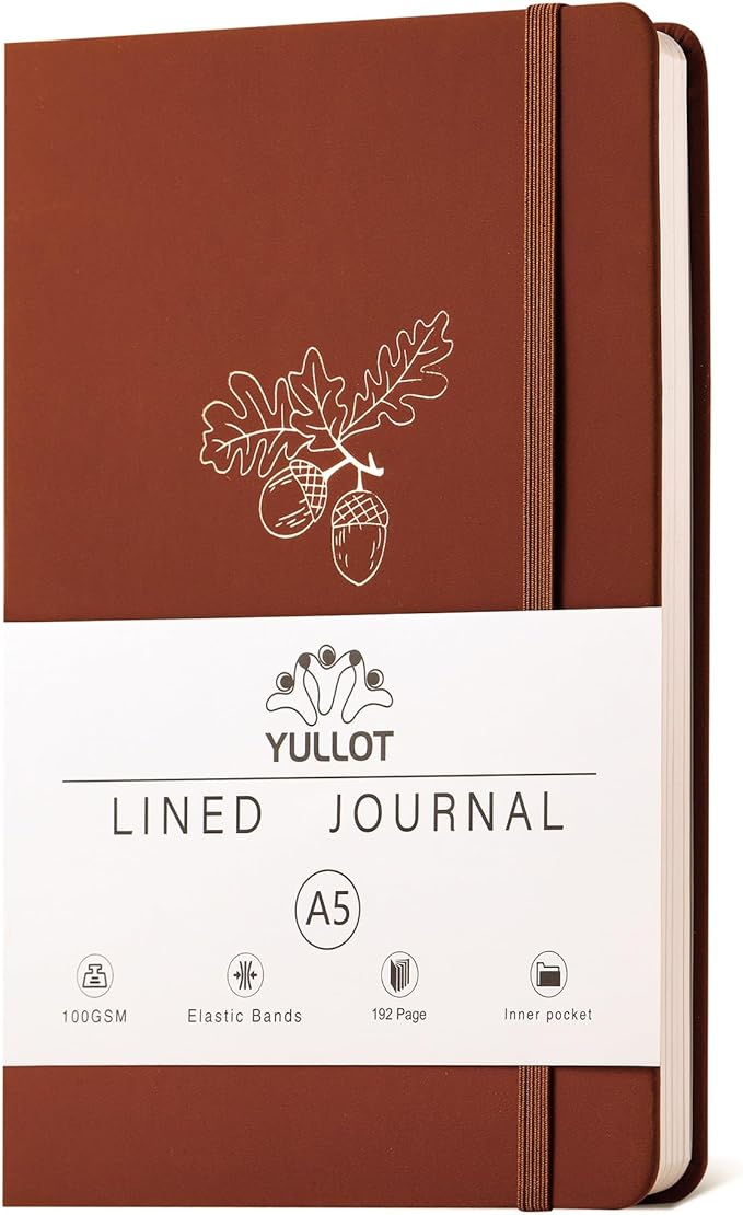 Lined Journal Notebook –A5 PU Leather Hardcover Notebook, 100gsm Thick Bleedproof Paper with Inner Pocket – 192Pages Lined Writing Journal for Students Women Note Taking - Deep Terracotta