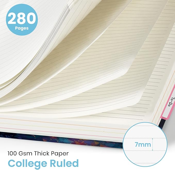Taja Pretty Large Spiral Lined Notebook for Work with 5 Removable Dividers