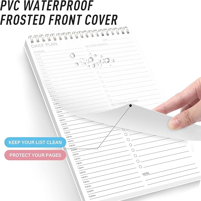 meDolove Hourly Schedule Planner To Do List Notepad Daily Planner 52 Double-Sided Sheets Notebook, 6.5" x 9.8",17 Hours for Organizing Work & Personal Life