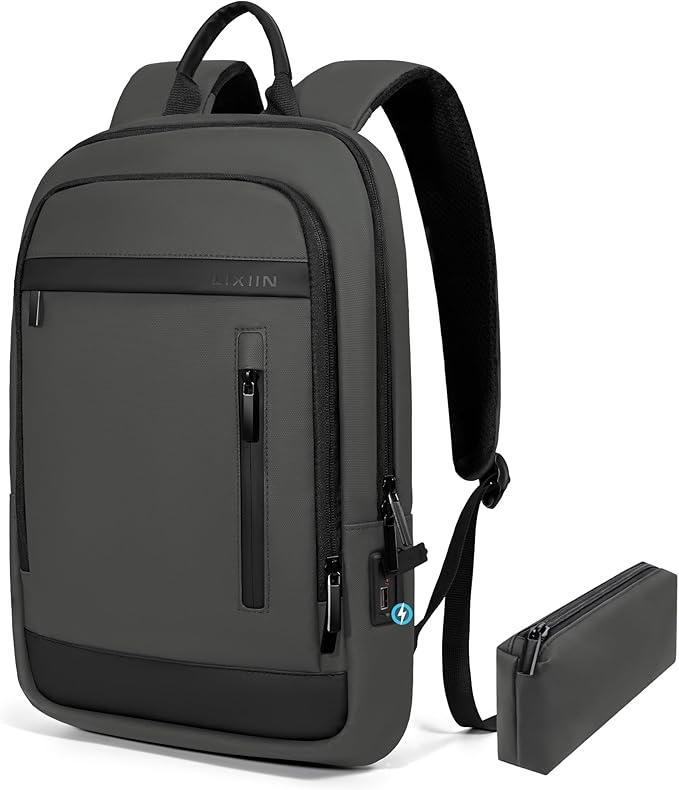 Business Backpack for Men Lightweight Commute Laptop Backpack Anti-Theft Water Resistant Backpack for 15.6 Inch Computer for Daily Office Work with Small Bag (Grey, 15.6")