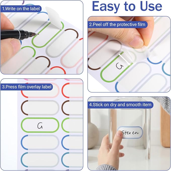 160 Pcs Name Labels for Kids Stuff Daycare, Name Tags Stickers | Self-Laminating Write-on Tag Stickers, Water Bottle Label, for School, & Home School Essentials