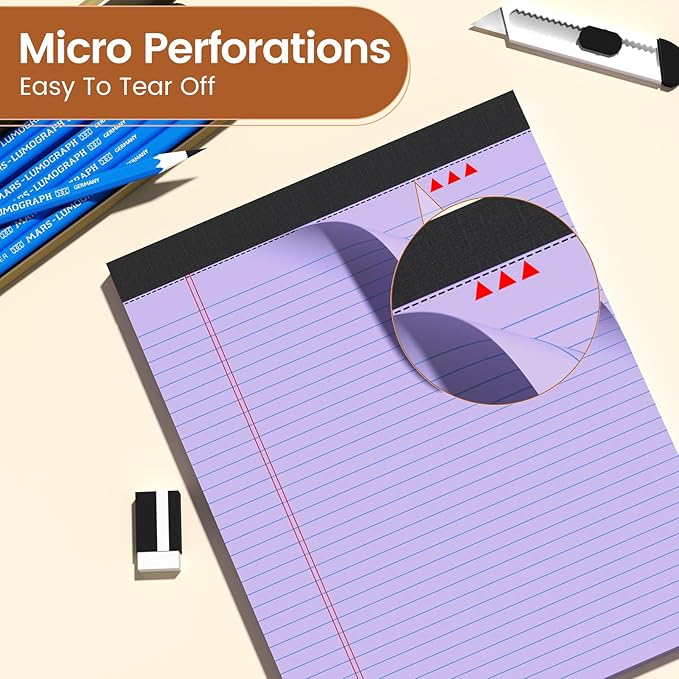 Legal Pads 8.5 X11, Narrow Ruled Notepads, 10 Pack, 50 Sheet/Pad, Colored Legal Pads, Tear Off Notepad, Perforated Writing Pad, Notebook Paper College Ruled, Notepads For Office Home School