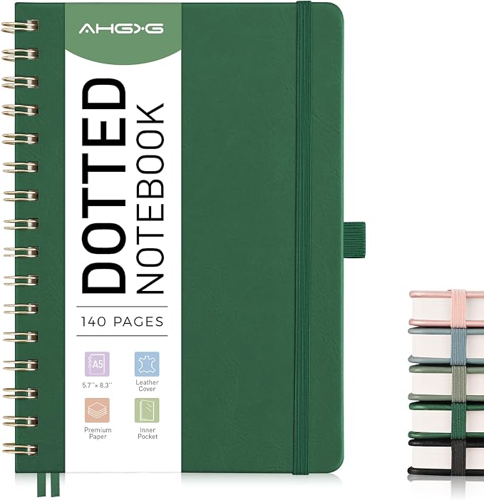 AHGXG Dotted Journal, 140 Pages, A5 (5.7" x 8.3")