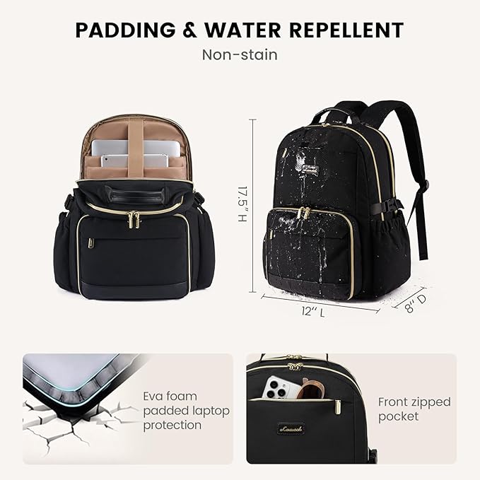 LOVEVOOK Lunch Backpack with Lunch Compartment,17 Inch Laptop Work Travel Insulated Cooler Backpack Purse, Waterproof College Teacher Lunch Bag Box with Tumbler Holder,Gifts for Men Women,Dark blue