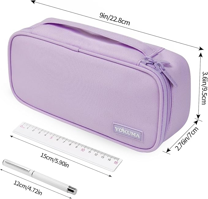 YOKUMA Pencil Case,Large Capacity Pencil Pouch,Aesthetic Zipper Pencil Box, Back to School Supplies for College Student Teen Adults,Travel Essentials,Electronic Cable Organize