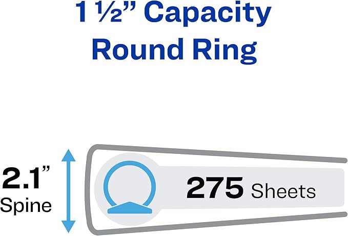 Avery Economy View 3 Ring Binder, 1.5" Round Rings, 1 Black Binder (05771) (Pack of 2)