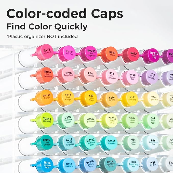 Ohuhu Alcohol Markers Brush Tip -Double Tipped Art Marker Set for Artist Adults Coloring Illustration - 120 Colors- Brush & Chisel Dual Tips- Honolulu 2 of Ohuhu Markers- Refillable Alcohol-based Ink