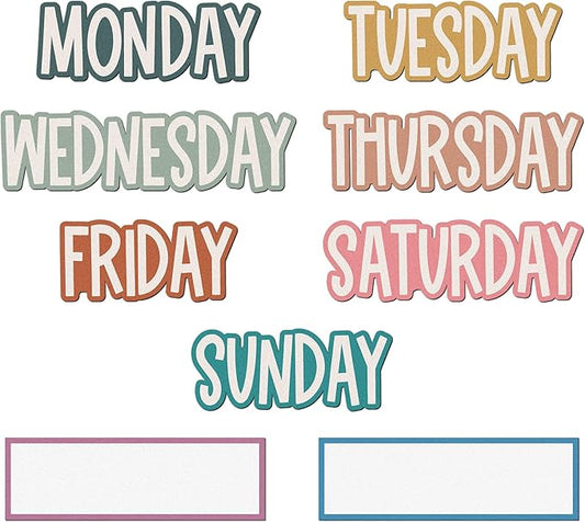 Ireer 9 Pcs Days of the Week Magnets Colorful Magnetic Week Labels for Whiteboard Calendar Headliners Inspirational Cute Decorative Magnets for School Home Locker Whiteboard(Boho)