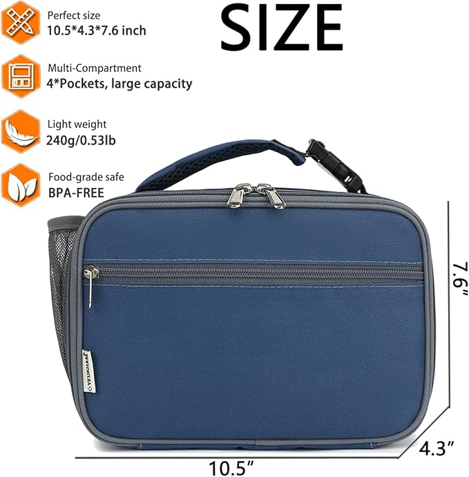 GYEUKHAM Insulated Lunch Box for School, Thermal Reusable Durable Freezable Lunch Bags for Kids Boys Girls Men Women - Small Soft Cooler Portable Lunch Tote Kit for Work Picnic Travel,Cyan