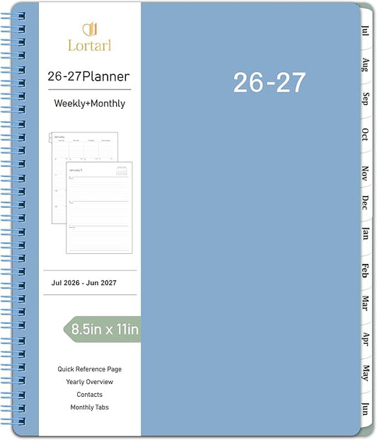 2026-2027 Planner - Weekly Monthly Planner 2026-2027 from Jul. 2026 to Jun. 2027, Calendar Planner with Inner Pocket, Spiral Bound, Academic Planner 8.5 x 11, Blue