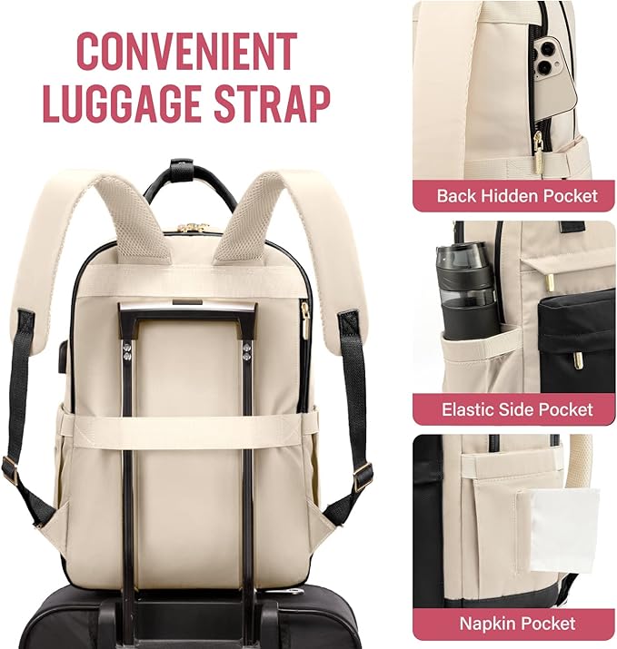 LOVEVOOK Travel Laptop Backpack Women Anti-theft Laptop Bag with USB Port Waterproof Computer Backpack for Nurse College Work