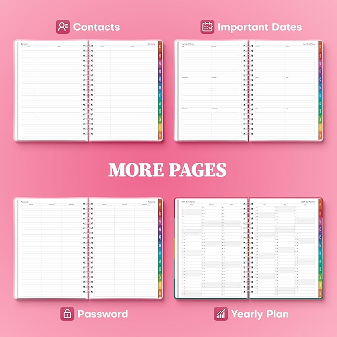 Planner 2026-2027 Monthly and Weekly Academic Planner July 2026 - June 2027, Hardcover Calendar 2026-2027 Agenda Daily Planner for Student Teacher School Office Supplies, 7.4" x 10.2", Pink Ombre